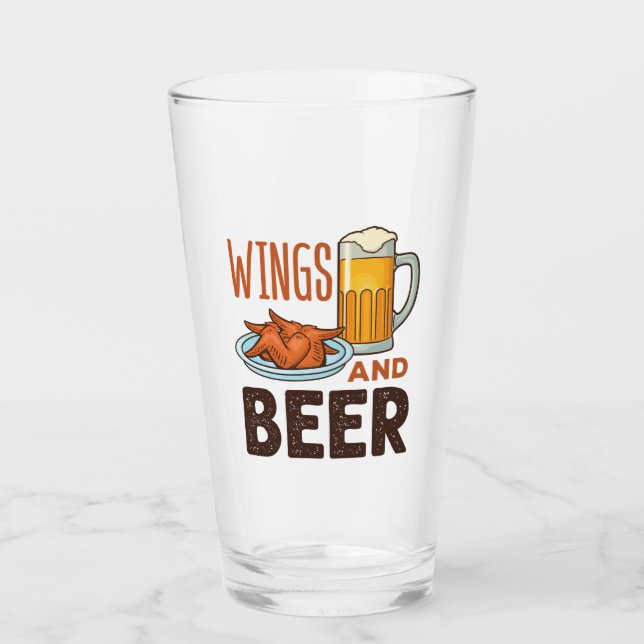 Wings and Beer Chicken Wings Drinking Glass (Front)
