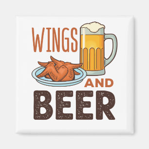 Wings and Beer Chicken Wings Drinking Magnet