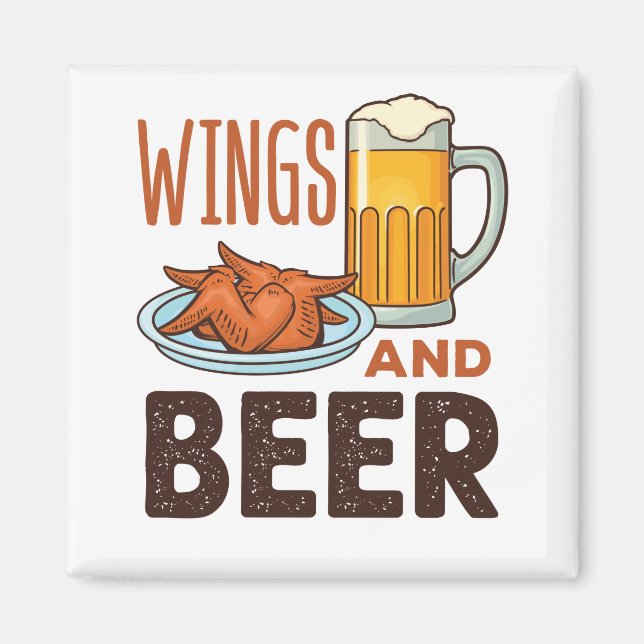 Wings and Beer Chicken Wings Drinking Magnet (Front)