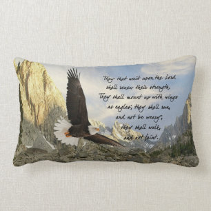 Wings As Eagles Bible Verse Isaiah 40:31 Lumbar Cushion