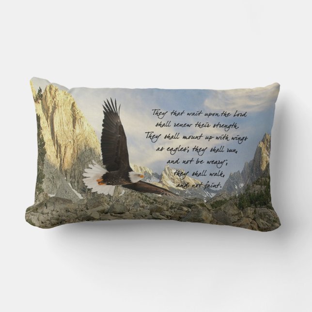 Wings As Eagles Bible Verse Isaiah 40:31 Lumbar Cushion (Front)