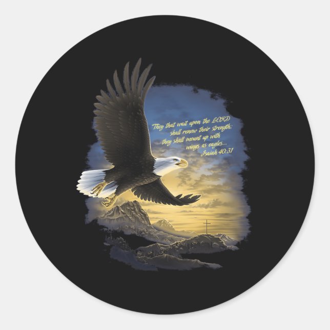 Wings As Eagles Isaiah 4031 Christian Classic Round Sticker (Front)
