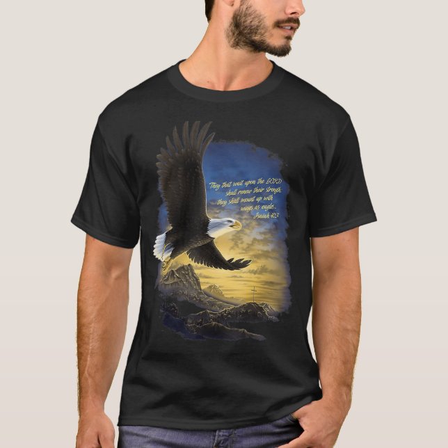 Wings as Eagles Isaiah 4031 Mount Up Christian Bib T-Shirt (Front)