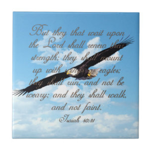 Wings as Eagles, Isaiah 40:31 Christian Bible Ceramic Tile