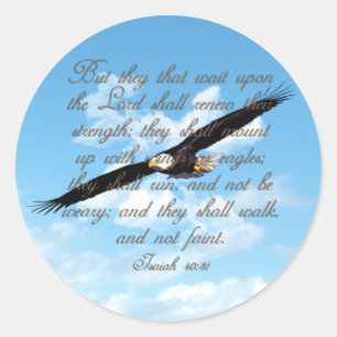 Wings as Eagles, Isaiah 40:31 Christian Bible Classic Round Sticker