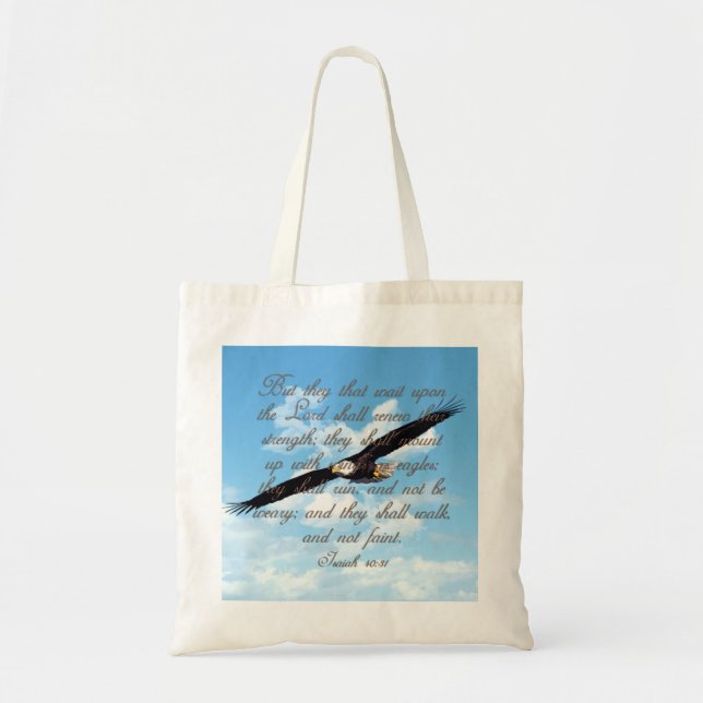 Wings as Eagles, Isaiah 40:31 Christian Bible Tote Bag (Front)