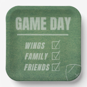 'Wings, Family, Friends' Football Parties Sports Paper Plate