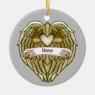 Wings Heart Christian Cross ornament