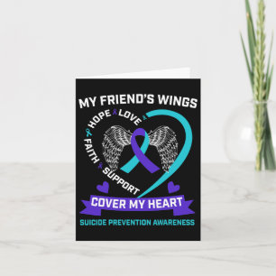Wings Heart Teal Purple Friend Suicide Awareness P Card