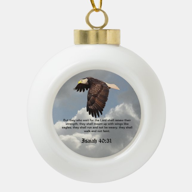 WINGS LIKE EAGLES CERAMIC BALL CHRISTMAS ORNAMENT (Front)