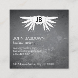 Wings / Monogram / Grungy Square Business Card