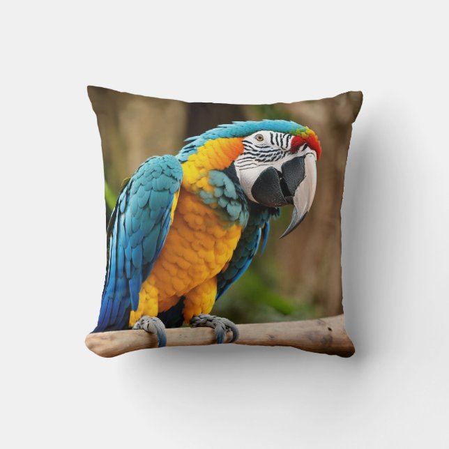 Wings of Colour: The Macaw Cushion (Front)