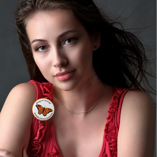 Wings of Courage Multiple Sclerosis Awareness 6 Cm Round Badge (Creator Uploaded)