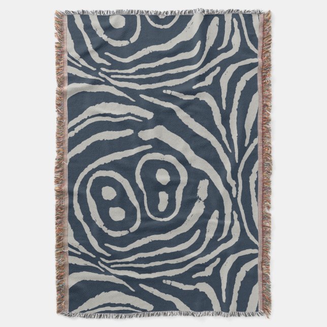 Wings of Echo Ink Blue Driftwood Grey Throw Blanket (Front Vertical)