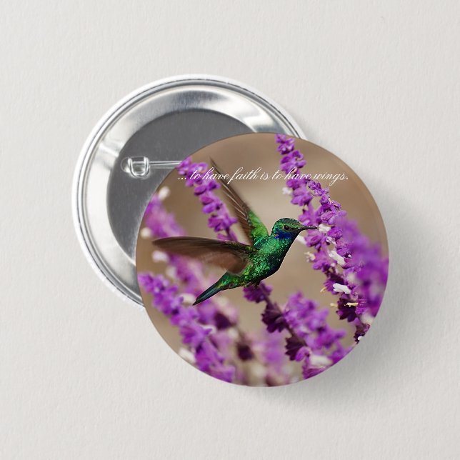 Wings of Faith Sparkling Violet-ears Hummingbird 6 Cm Round Badge (Front & Back)