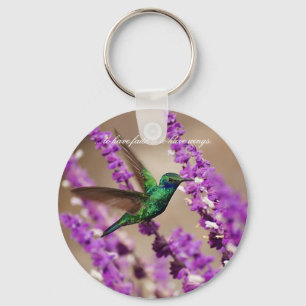 Wings of Faith Sparkling Violet-ears Hummingbird Key Ring