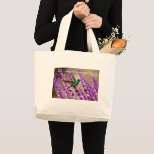 Wings of Faith Sparkling Violet-ears Hummingbird Large Tote Bag