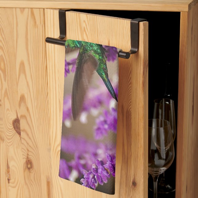 Wings of Faith Sparkling Violet-ears Hummingbird Tea Towel (Thirds Fold)