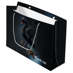 Wings of freedom the black swan on the skateboard. large gift bag