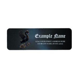 Wings of freedom the black swan on the skateboard. return address label