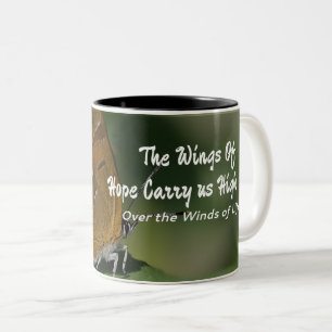Wings of Hope Butterfly Quote Two-Tone Coffee Mug