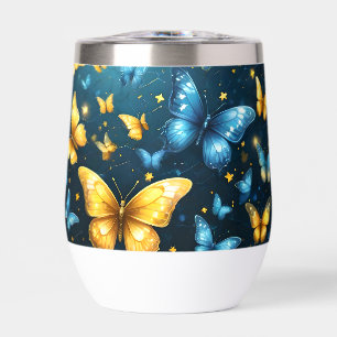 Wings of Joy: Blue and Yellow Flying Butterflies