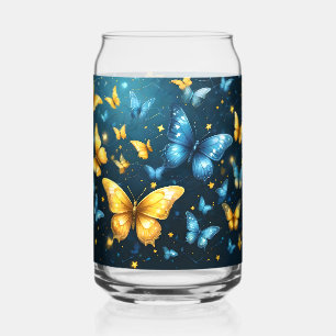 Wings of Joy: Blue and Yellow Flying Butterflies, Can Glass