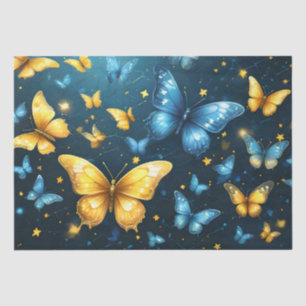 Wings of Joy: Blue and Yellow Flying Butterflies Tissue Paper