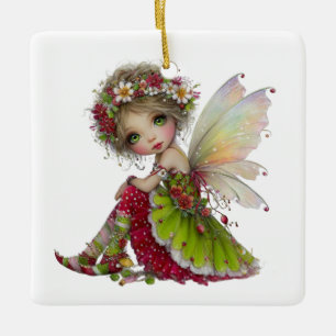 Wings of Joy: Enchanted Holiday Wishes  Ceramic Ornament