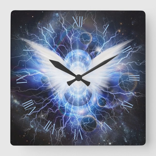 Wings of light square wall clock (Front)