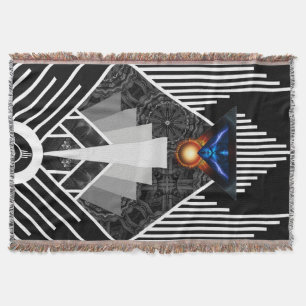 Wings Of Lightning Deco Mech Flare Throw Blanket