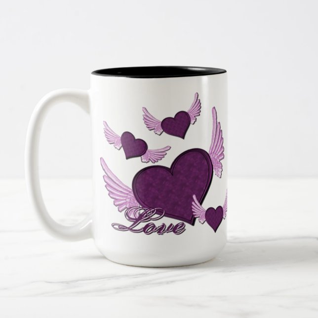 Wings Of Love Purple Logo Coffee Mug (Left)