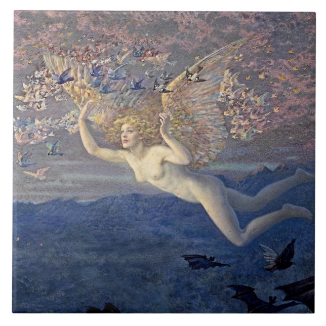 “Wings of the Morning” by Edward Robert Hughes Ceramic Tile (Front)