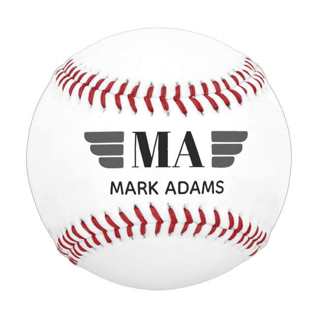 Wings Personalised Monogram Baseball (Front)