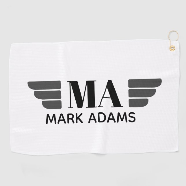 Wings Personalised Monogram Golf Towel (Horizontal)