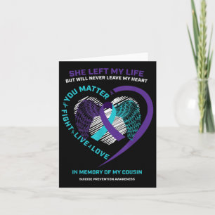 Wings Ribbon In Memory Cousin Suicide Prevention A Card