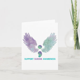 Wings Semicolon Support Suicide Awareness Teal &am Card