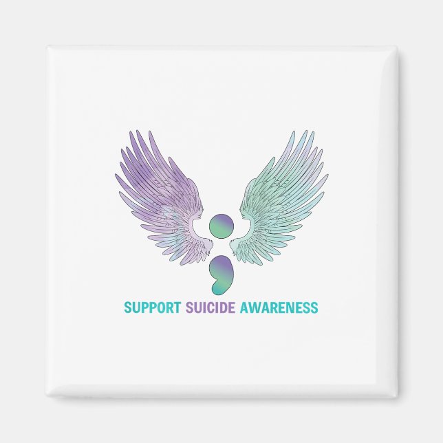 Wings Semicolon Support Suicide Awareness Teal &am Magnet (Front)