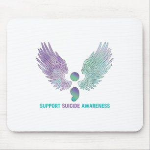 Wings Semicolon Support Suicide Awareness Teal &am Mouse Pad