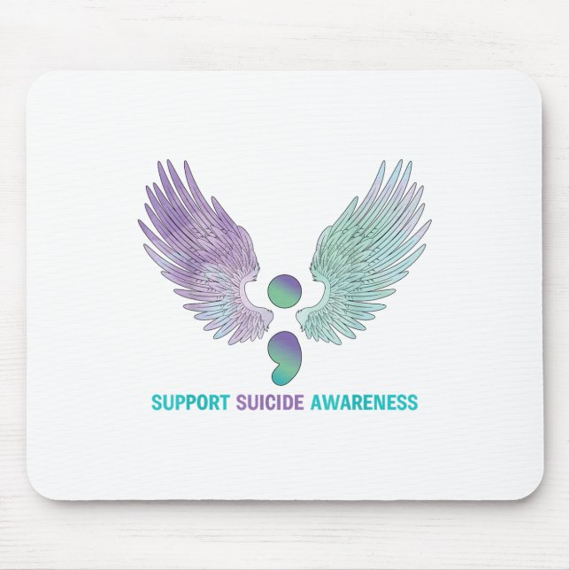 Wings Semicolon Support Suicide Awareness Teal &am Mouse Pad (Front)