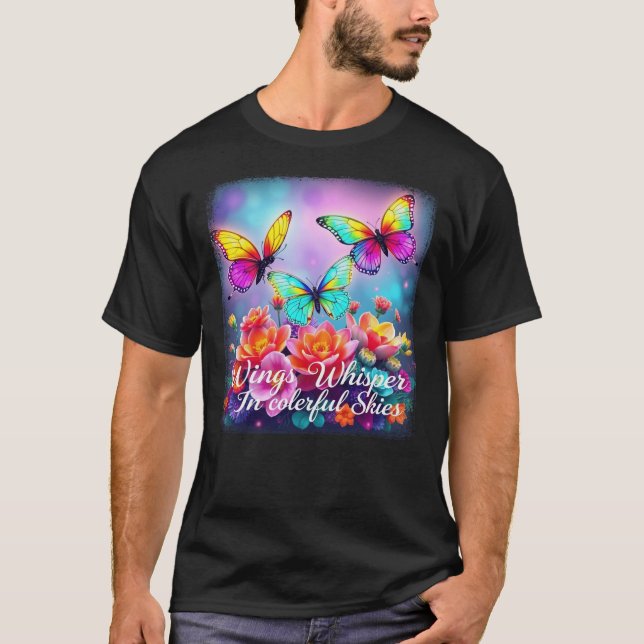 Wings Whisper In Colourful Skies T-Shirt (Front)