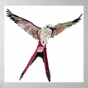 Wingspan Bird made entirely from Board Game Parts Poster