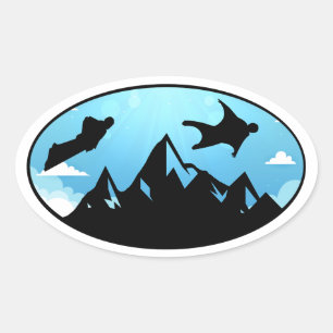 Wingsuit flying Base Jumping Skydiving Wingsuiting Oval Sticker