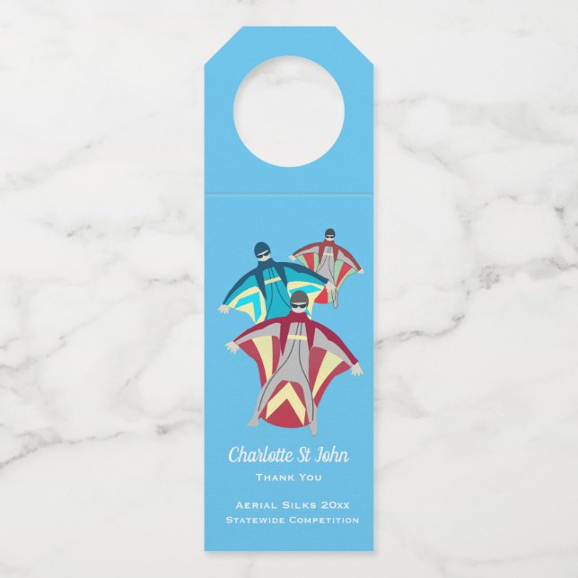 Wingsuit Skydiving Themed Bottle Tag (Front)
