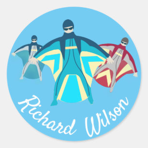 Wingsuit Skydiving Themed Classic Round Sticker