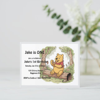 Winie the pooh first birthday postcard