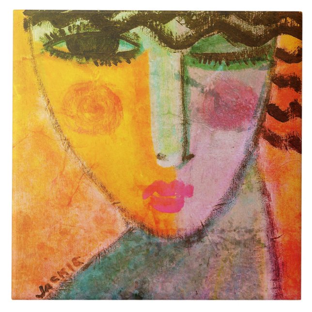 Wink Abstract Portrait of a Woman Ceramic Tile (Front)