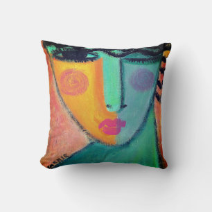 Wink Abstract Portrait of a Woman Cushion