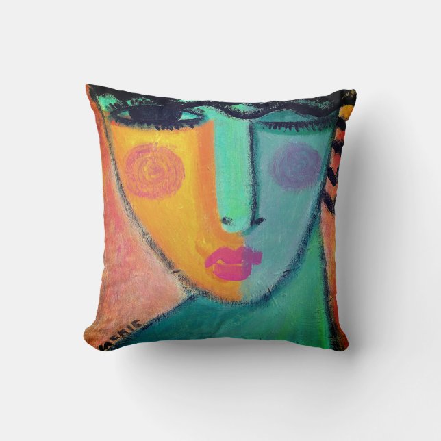 Wink Abstract Portrait of a Woman Cushion (Front)