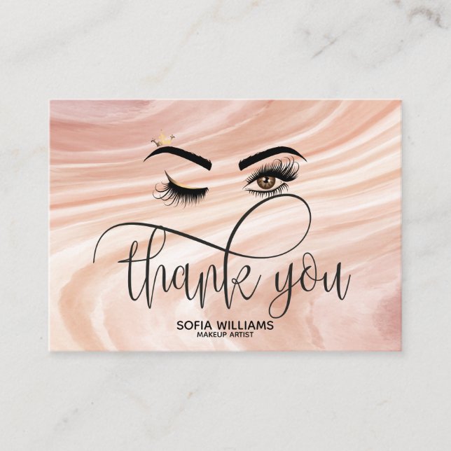 Wink Beautiful Brown Eye dusty pink Aftercare Referral Card (Front)